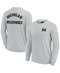 Мужская и женская серая супермягкая футболка с длинным рукавом Michigan Wolverines Fanatics Signature, серый