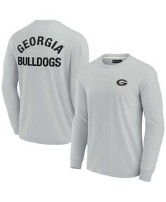 Мужская и женская серая супермягкая футболка с длинным рукавом Georgia Bulldogs Fanatics Signature, серый