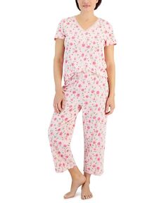 Женские 2 шт. Хлопковый укороченный пижамный комплект Charter Club, розовый