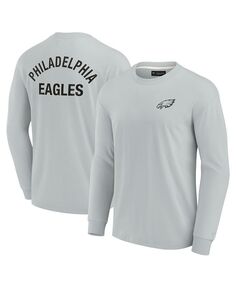 Мужская и женская серая супермягкая футболка с длинным рукавом Philadelphia Eagles Fanatics Signature, серый