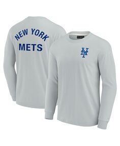 Мужская и женская серая супермягкая футболка с длинным рукавом New York Mets Fanatics Signature, серый