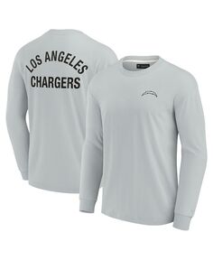 Мужская и женская серая супермягкая футболка с длинным рукавом Los Angeles Chargers Fanatics Signature, серый