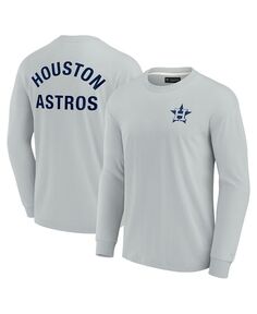 Мужская и женская серая супермягкая футболка с длинным рукавом Houston Astros Fanatics Signature, серый