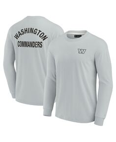 Мужская и женская серая супермягкая футболка Washington Commanders с длинным рукавом Fanatics Signature, серый