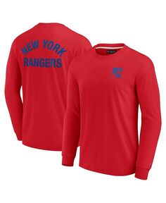 Мужская и женская красная супермягкая футболка с длинным рукавом New York Rangers Fanatics Signature, красный