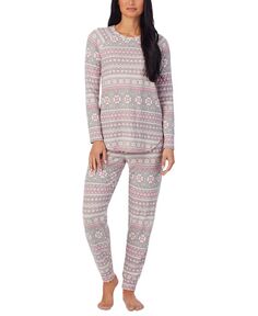 Женский пижамный комплект с длинными рукавами и свитером с начесом Cuddl Duds, цвет Grey Fairisle