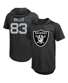 Черная мужская футболка с капюшоном Darren Waller Las Vegas Raiders, имя и номер игрока Tri-Blend Majestic, черный