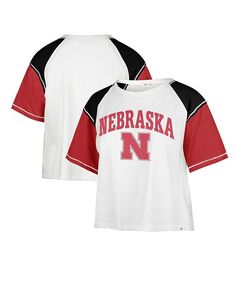 Женская белая укороченная футболка с эффектом потертости Nebraska Huskers Serenity Gia &apos;47 Brand, белый