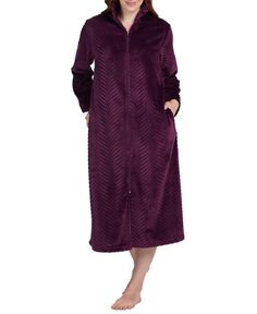 Женский текстурированный халат на молнии спереди Miss Elaine, цвет Aubergine