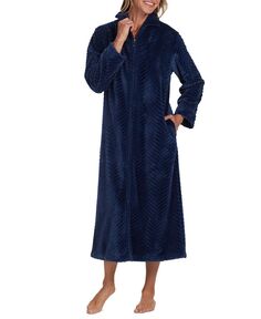 Женский текстурированный халат на молнии спереди Miss Elaine, цвет Midnight Blue
