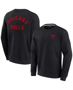 Мужской и женский черный супермягкий флисовый пуловер с круглым вырезом Chicago Bulls Fanatics Signature, черный