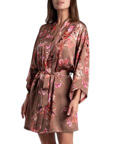 Женский атласный халат с цветочным принтом Melodi Midnight Bakery, мультиколор