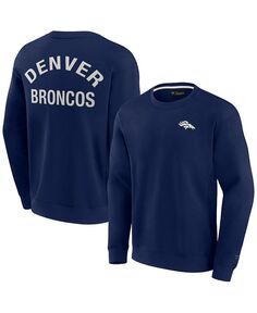 Мужской и женский темно-синий супермягкий пуловер Denver Broncos Crew Sweatshirt Fanatics Signature, синий