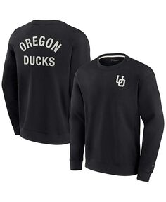 Мужской и женский супермягкий пуловер черного цвета Oregon Ducks с круглым вырезом Fanatics Signature, черный