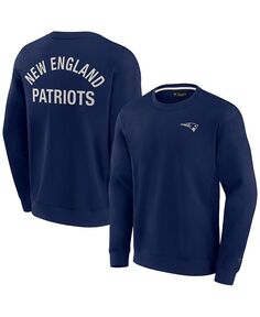 Мужской и женский супермягкий пуловер темно-синего цвета New England Patriots, свитшот с круглым вырезом Fanatics Signature, синий