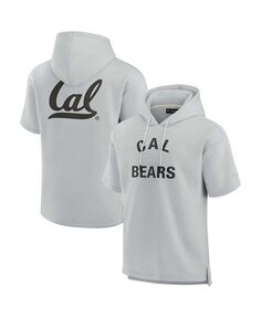 Мужской и женский серый супермягкий флисовый пуловер с капюшоном Cal Bears с короткими рукавами Fanatics Signature, серый