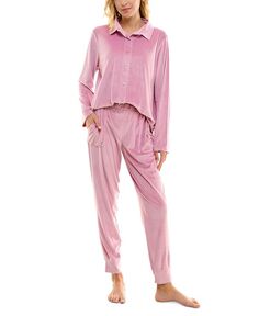 Женские 2 шт. Велюровый пижамный комплект в рубчик Roudelain, розовый