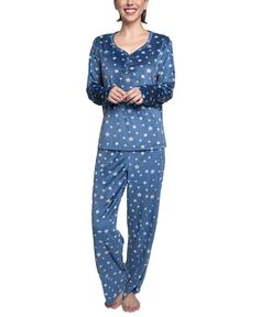 Женские 2 шт. Пижамный комплект Henley с принтом WHITE ORCHID, цвет Stars