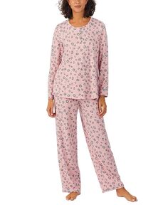 Женские 2 шт. Свитер с начесом, вязаный пижамный комплект с длинными рукавами и принтом Cuddl Duds, розовый