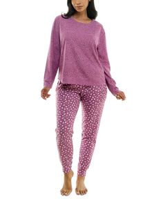 Женские модели с принтом, 2 шт. Пижамный комплект с длинными рукавами Roudelain, фиолетовый