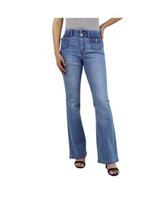 Светлые джинсы с двойными пуговицами для контроля живота и передними карманами с клапанами Indigo Poppy, синий