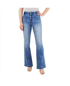 Легкие женские джинсы Bootcut Control с классическими карманами и дизайном спины Indigo Poppy, синий