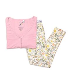 Женский осенний комплект из 2 пижам с цветочным принтом Bellabu Bear, мультиколор