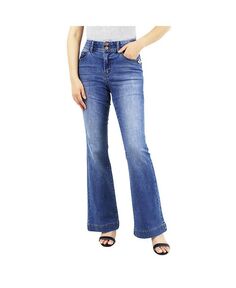 Женские легкие потертые джинсы с вырезом на животе и жемчужными бусинами Indigo Poppy, синий