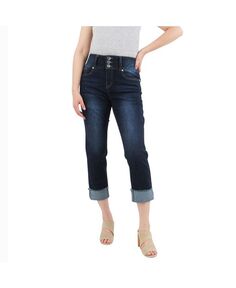Женские джинсы-капри с 3 пуговицами и подвернутым краем Indigo Poppy, синий