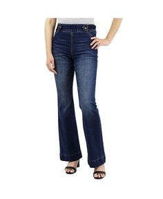 Женские джинсы с ультракомпрессионной фиксацией на животе и прошитыми задними карманами. Indigo Poppy, синий