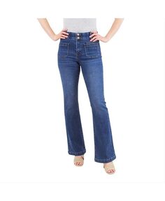 Женские джинсы с вырезом на животе, классическими карманами и дизайном спинки Indigo Poppy, синий