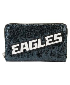 Женский кошелек Philadelphia Eagles на молнии с пайетками Loungefly, черный
