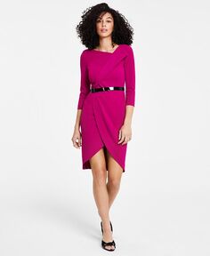 Женское платье-тюльпан с рукавом 3/4 с поясом Calvin Klein, фиолетовый