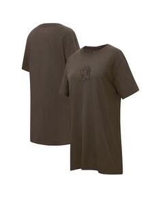 Женское коричневое платье-футболка нейтрального цвета New York Yankees Pro Standard, коричневый