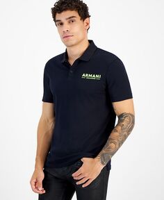 Мужская рубашка-поло с логотипом Armani Exchange, цвет Deep Navy/lime