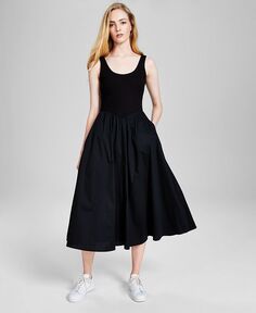 Женское платье миди без рукавов в смешанной технике And Now This, черный