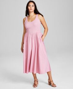 Женское платье миди без рукавов в смешанной технике And Now This, розовый