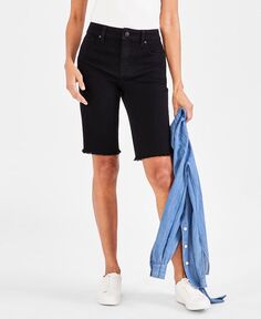 Женские джинсовые шорты-бермуды со средней посадкой и необработанными краями Style &amp; Co, черный