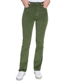 Джинсы Bootcut из эластичного вельвета Petite с высокой посадкой Calvin Klein Jeans, зеленый