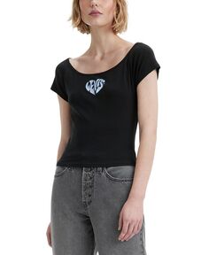 Женская хлопковая футболка с короткими рукавами и рисунком Babe Levi&apos;s, черный Levis