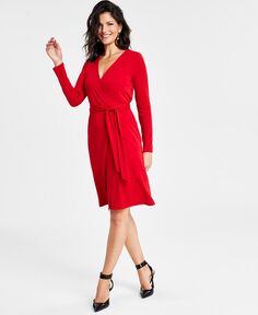 Женское платье с запахом и длинными рукавами I.N.C. International Concepts, красный
