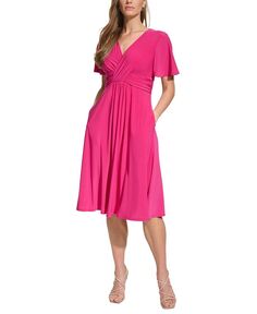 Женское платье с перекрещенным передом и рюшами Jessica Howard, розовый