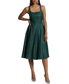 Женское свободное платье из искусственной кожи со швами Avec Les Filles, зеленый