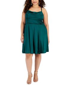Модный крой с воротником-хомутом больших размеров и усиление; Расклешенное платье Emerald Sundae, зеленый