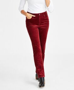 Женские вельветовые брюки прямого кроя с высокой посадкой Style &amp; Co, красный