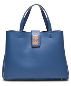Маленькая сумка East, West с эмалированным поворотным замком Anne Klein, синий