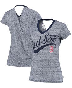 Женская темно-синяя футболка с v-образным вырезом и запахом на спине Boston Red Sox Hail Mary Touch, синий