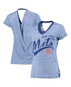 Женская футболка с v-образным вырезом и запахом на спине Royal New York Mets Hail Mary Touch, синий