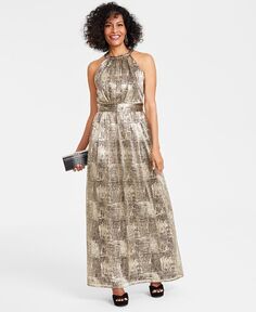 Женское платье макси с жатым трикотажным лифом и плиссированным лифом INC I.N.C. International Concepts, золото