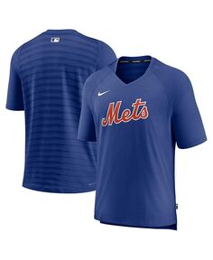 Мужская футболка Royal New York Mets Authentic Collection Pregame Raglan Performance с v-образным вырезом Nike, синий